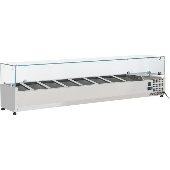 Refrigerated Servery Prep Top 1800mm 8x Gn1/3 Depth 380mm Glass Top |  Gt518