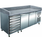 Refrigerated Pizza Prep / Bakery Counter 2 Doors 7 Drawers Granite Top Depth 800mm |  Pz46