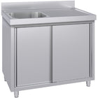 Commercial Stainless Steel Sink With Cupboard &Amp; Splashback 1 Bowl Left Side 1200x600x850mm | Qnh1002