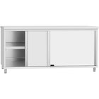 Commercial Stainless Steel Sliding Door Work Table Cabinet With Shelf 1800x600x850mm | Qnh306