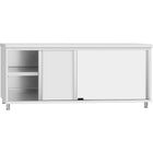 Commercial Stainless Steel Sliding Door Work Table Cabinet With Shelf 2100x600x850mm | Qnh308