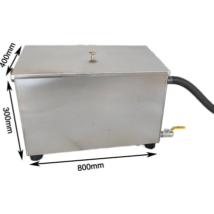 Commercial Stainless Steel Grease Trap With Lid And Outlet Valve 800x400x300mm | Qnh518