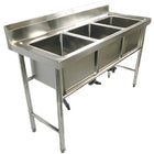 Commercial Stainless Steel Triple Sink With Splashback And Stand 1800x700x850mm | Qnh708