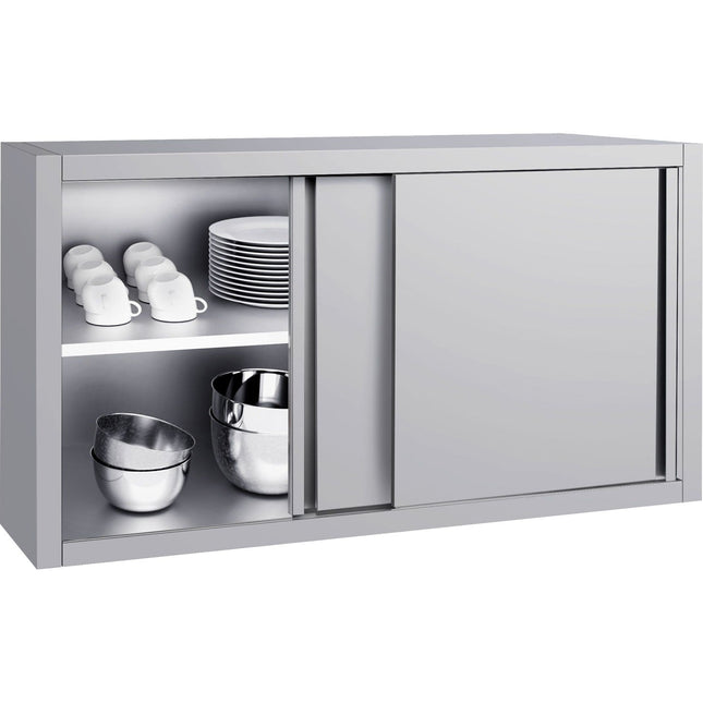 Commercial Stainless Steel Wall Cabinet With Sliding Doors And Inner Shelf 1000x400x650mm | Qnh902