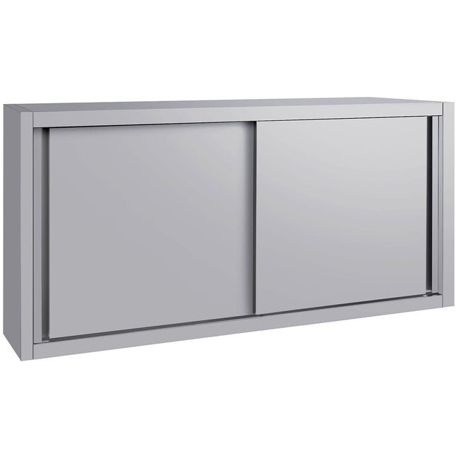 Commercial Stainless Steel Wall Cabinet With Sliding Doors And Inner Shelf 1500x400x650mm | Qnh906
