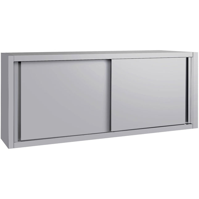 Commercial Stainless Steel Wall Cabinet With Sliding Doors And Inner Shelf 1800x400x650mm | Qnh908