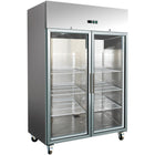 1300lt Commercial Freezer Stainless Steel Upright Cabinet Twin Glass Door Gn2/1 Ventilated Cooling |  F1400 Vglass