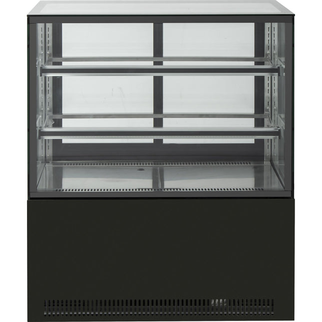 Cake Counter Straight Front 1000x700x1200mm 2 Shelves Black Base Led |  Gn1000 R2 Black