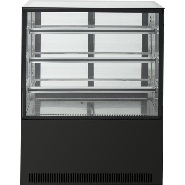 Cake Counter Straight Front 900x730x1300mm 3 Shelves Black Base Led |  Gn900 R3 Black
