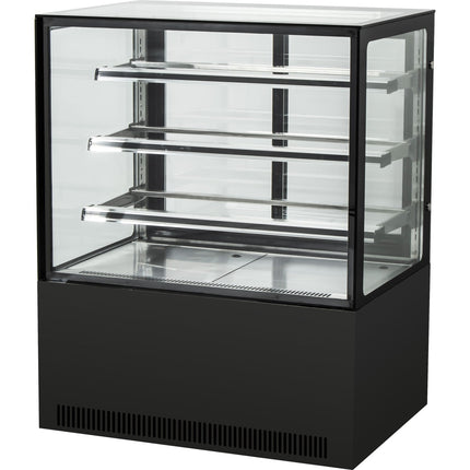 Cake Counter Straight Front 1000x730x1300mm 3 Shelves Black Base Led |  Gn1000 R3 Black