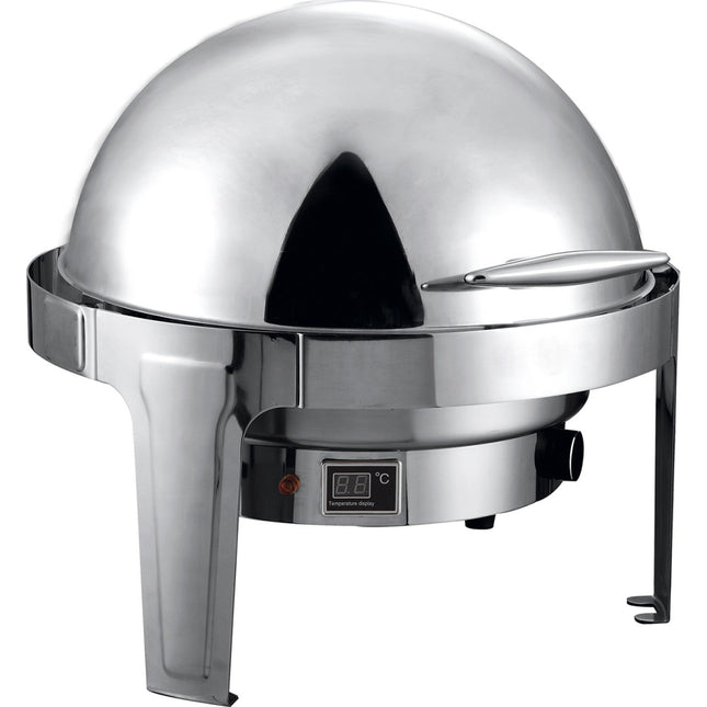 Roll Top Chafer Electric Heating Round Stainless Steel Mirror Polish 6 Litres |  Ra2101 Be