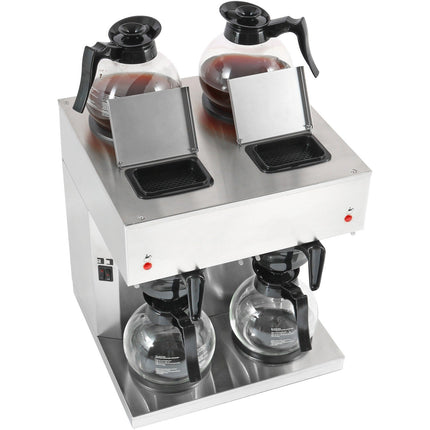 Commercial Twin Filter Coffee Maker Manual Fill 2 Glass Jugs 4 Hotplates |  Rb286 X2