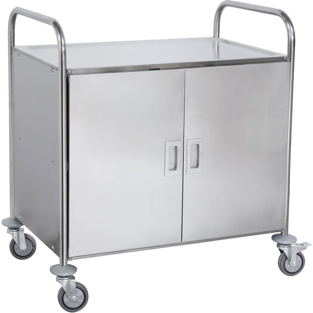 Commercial Serving/Service/Clearing Trolley With Cabinet &Amp; Doors Stainless Steel 3 Tier 860x540x940mm |  Rst3 Ad