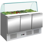 Saladette Prep Counter With Glass Top 1365x700x1350mm 3 Doors |  Ths903 Cg