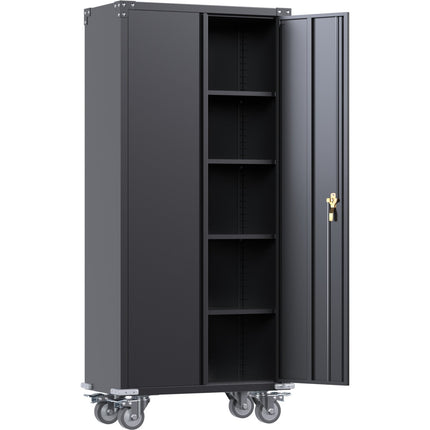 Commercial Mobile Black Steel Cabinet 2 Doors 800x410x1800mm |  Sart204