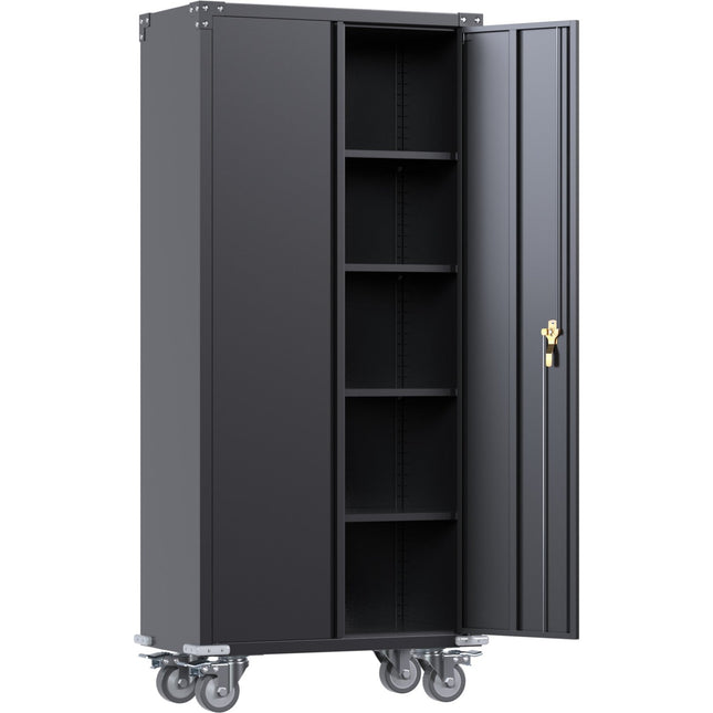 Commercial Mobile Black Steel Cabinet 2 Doors 800x410x1800mm |  Sart204