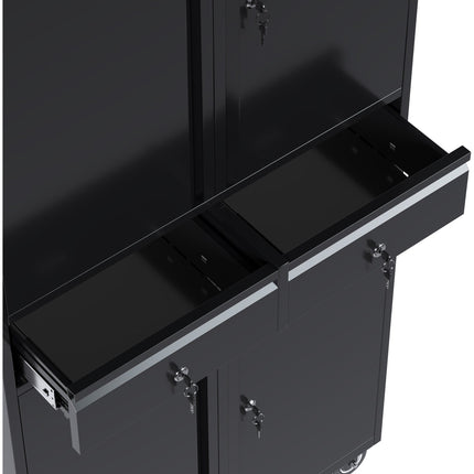 Commercial Mobile Black Steel Cabinet 4 Doors 2 Drawers 760x380x1800mm |  Sart210