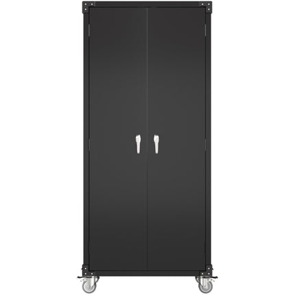Professional Black 2 Door Lockable Steel Tool Cabinet With 4 Adjustable Shelves 800x420x1830mm |  Sart214