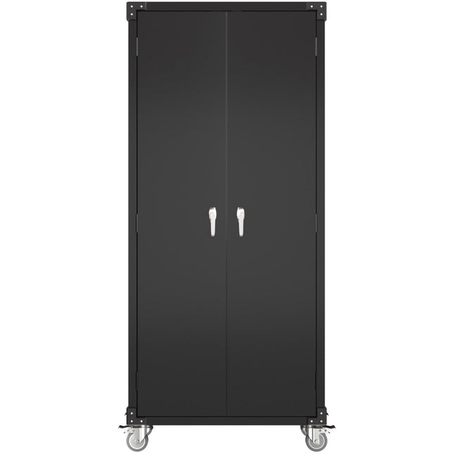 Professional Black 2 Door Lockable Steel Tool Cabinet With 4 Adjustable Shelves 800x420x1830mm |  Sart214