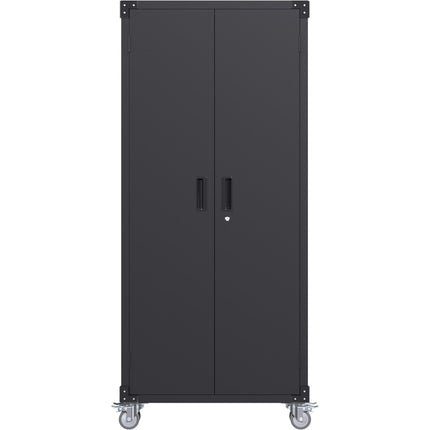 Professional Black 2 Door Lockable Steel Tool Cabinet With 4 Adjustable Shelves 800x420x1830mm |  Sart216