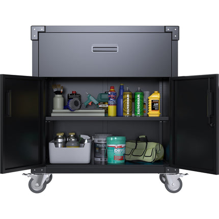 Professional Mobile Black 2 Door 1 Drawer Steel Tool Cabinet 800x420x900mm |  Sart222