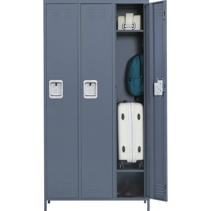 Commercial Grey 3 Door Locker With 2 Shelves 900x400x1830mm |  Sart236