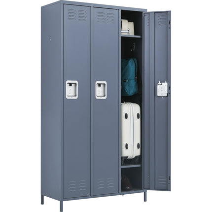 Commercial Grey 3 Door Locker With 2 Shelves 900x400x1830mm |  Sart236