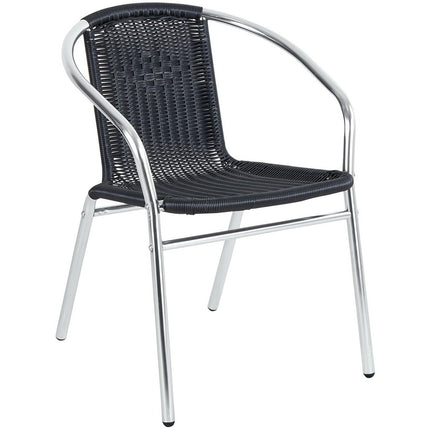 Bistro Arm Chair Aluminium &Amp; Black Wicker Indoors &Amp; Outdoors |  Sc020
