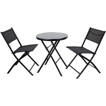 Folding Bistro Set Table &Amp; 2 Chairs Black |  Sc120