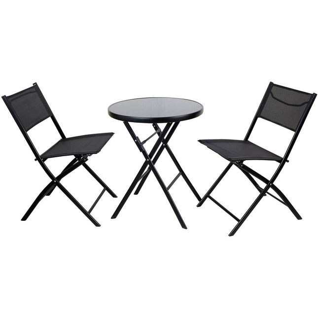 Folding Bistro Set Table &Amp; 2 Chairs Black |  Sc120