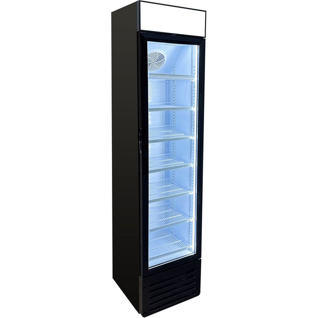 Commercial Bottle Cooler Upright 145 Litres Hinged Glass Door Led Canopy Black |  Sc145 B