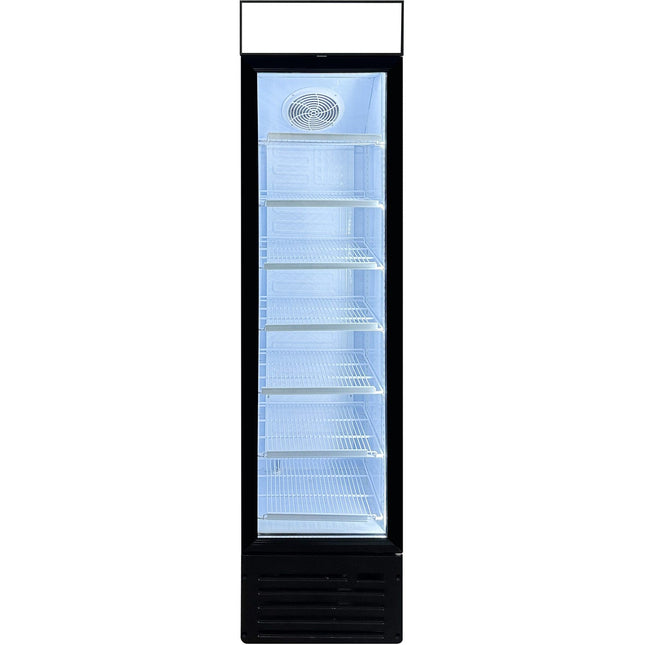 Commercial Bottle Cooler Upright 145 Litres Hinged Glass Door Led Canopy Black |  Sc145 B