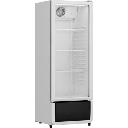 Commercial Single Door Bottle Cooler Upright 388 Litres 5 Shelves Fan Assisted Cooling Hinged Glass Door White 595x585x1878mm | Sc360 White