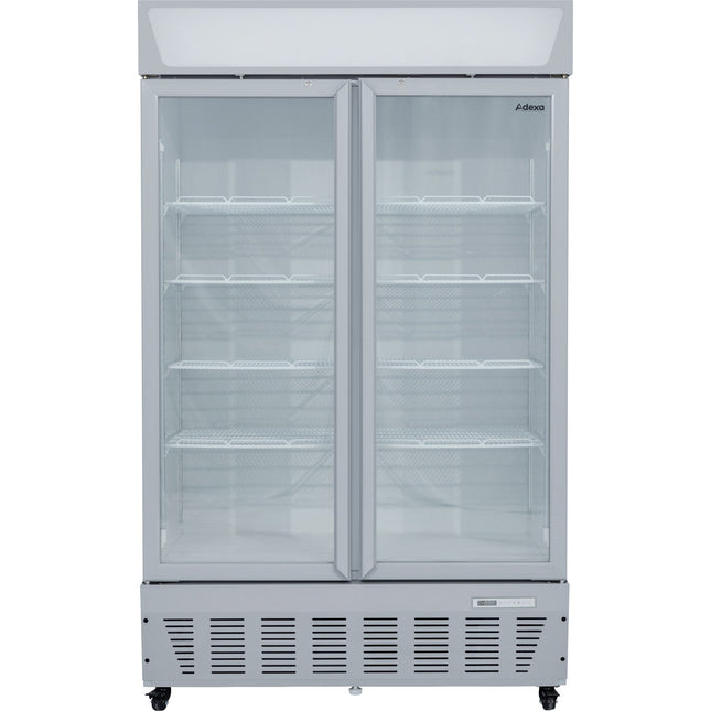 Commercial Display Refrigerator Upright 1020 Litres Double Hinged Glass Door Led Canopy Grey |  Scc1127