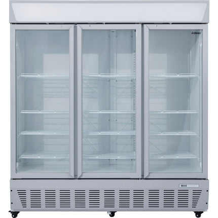 Commercial Display Refrigerator Upright 1580 Litres Triple Hinged Glass Door Led Canopy Grey |  Scc1727