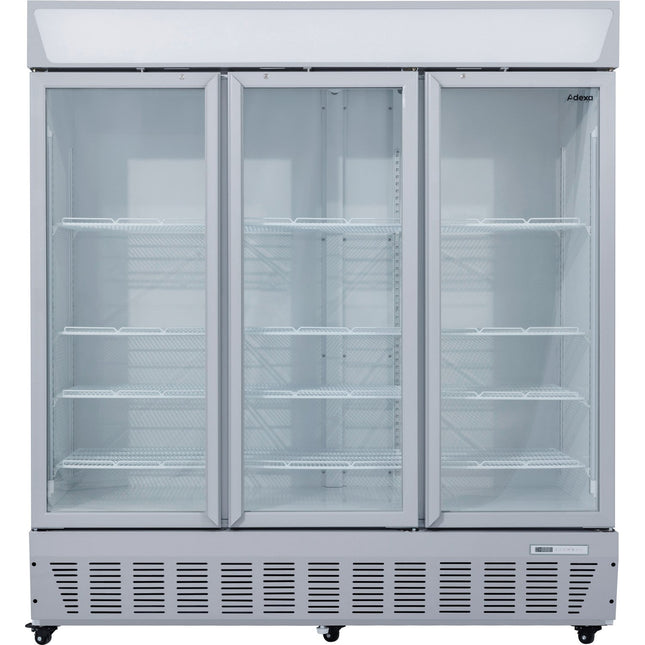 Commercial Display Refrigerator Upright 1580 Litres Triple Hinged Glass Door Led Canopy Grey |  Scc1727