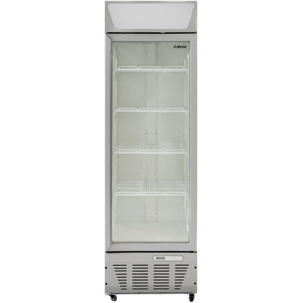Commercial Display Refrigerator Upright 320 Litres Hinged Glass Door Led Canopy Grey |  Scc327