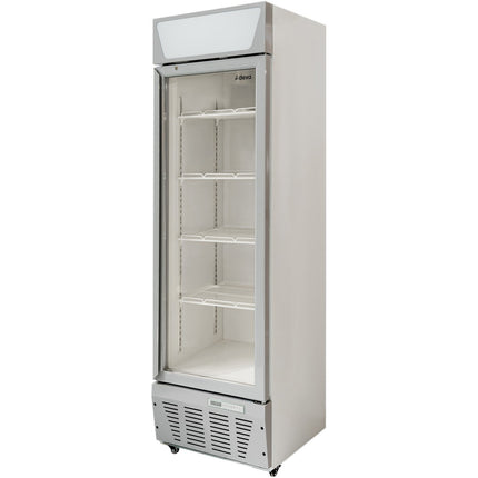 Commercial Display Refrigerator Upright 320 Litres Hinged Glass Door Led Canopy Grey |  Scc327