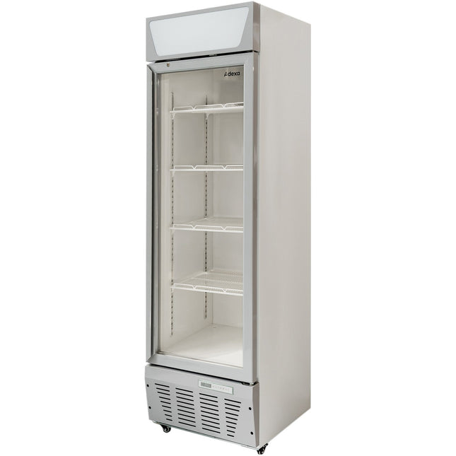 Commercial Display Refrigerator Upright 320 Litres Hinged Glass Door Led Canopy Grey |  Scc327