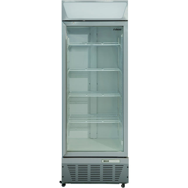 Commercial Display Refrigerator Upright 390 Litres Hinged Glass Door Led Canopy Grey |  Scc387
