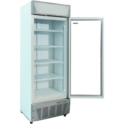 Commercial Display Refrigerator Upright 390 Litres Hinged Glass Door Led Canopy Grey |  Scc387