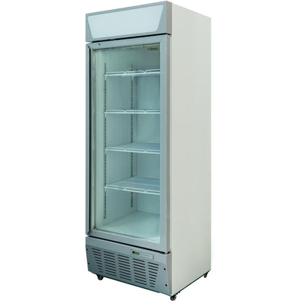 Commercial Display Refrigerator Upright 390 Litres Hinged Glass Door Led Canopy Grey |  Scc387