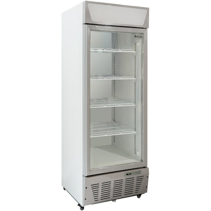 Commercial Display Refrigerator Upright 500 Litres Hinged Glass Door Led Canopy Grey |  Scc517