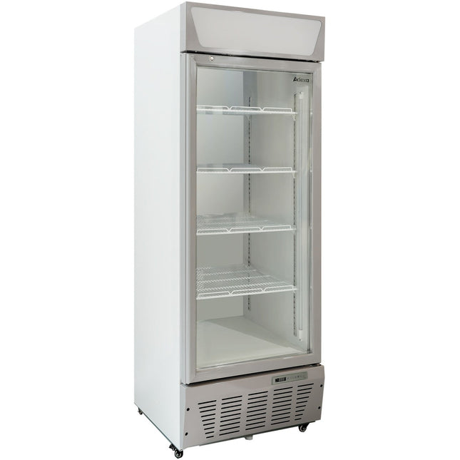 Commercial Display Refrigerator Upright 500 Litres Hinged Glass Door Led Canopy Grey |  Scc517