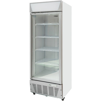 Commercial Display Refrigerator Upright 500 Litres Hinged Glass Door Led Canopy Grey |  Scc517