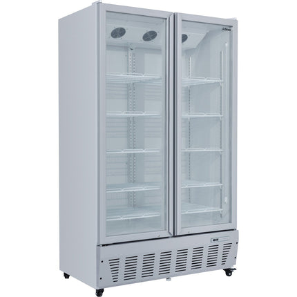 Commercial Refrigerator Upright 1020 Litres Double Hinged Glass Doors Grey |  Scf1127