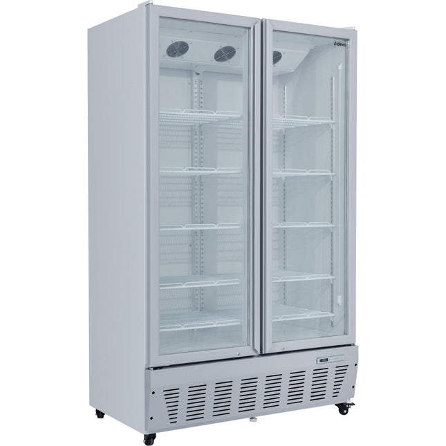 Commercial Refrigerator Upright 1020 Litres Double Hinged Glass Doors Grey |  Scf1127
