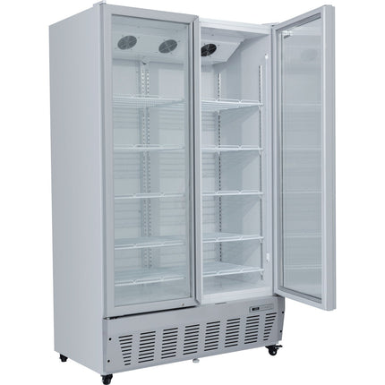 Commercial Refrigerator Upright 1020 Litres Double Hinged Glass Doors Grey |  Scf1127