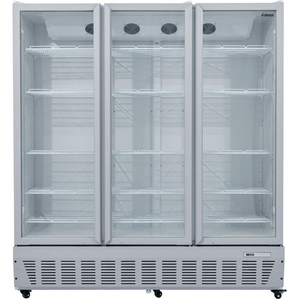 Commercial Refrigerator Upright 1580 Litres Triple Hinged Glass Doors Grey |  Scf1727