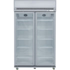 Commercial Display Refrigerator Upright 1020 Litres Double Hinged Glass Door Led Canopy Grey |  Scm1127